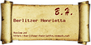 Berlitzer Henrietta névjegykártya